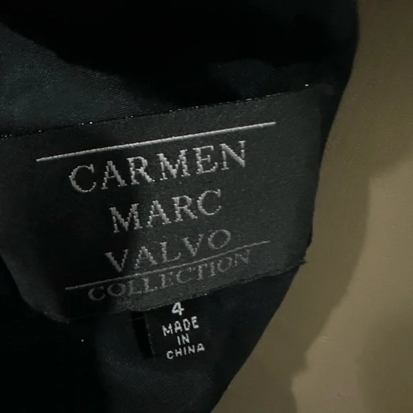 CARMEN Carmen Marc Valvo Dress Size 4 Women Black Lace Sequin Black Small Beaded - Picture 6 of 7